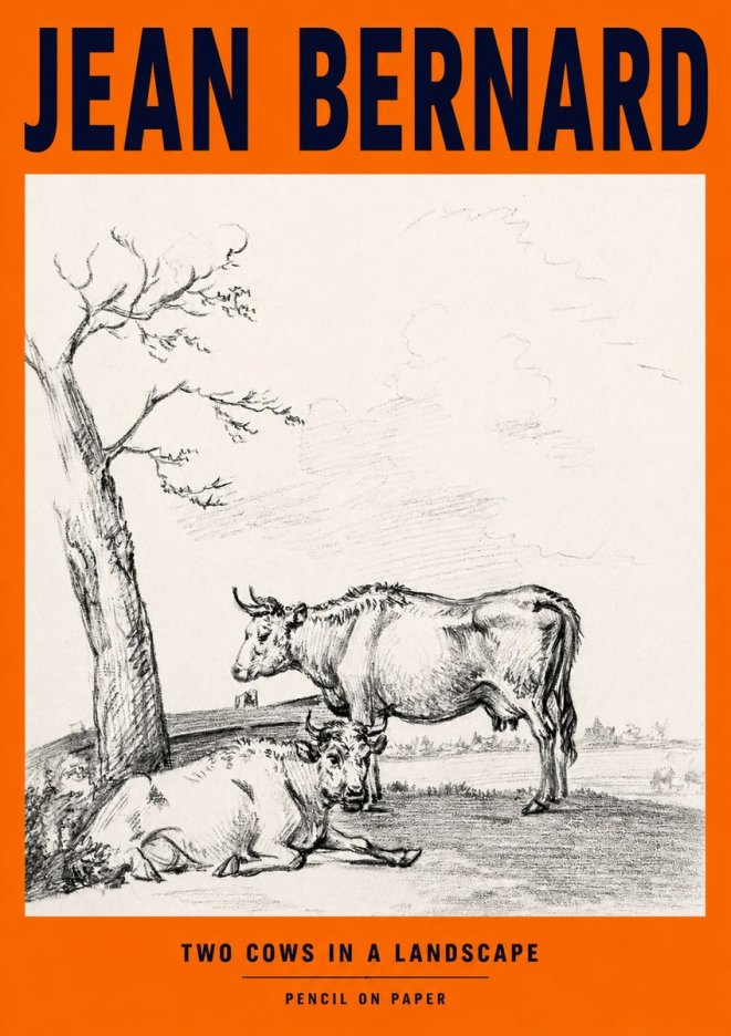 Jean Bernard Two Cows in a Landscape No2 - Affiche