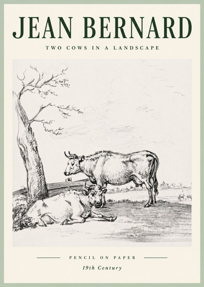 Jean Bernard Two Cows in a Landscape No5 - Affiche