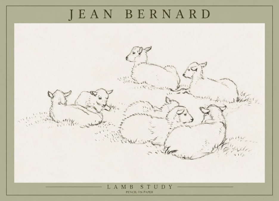 Jean Bernard Study of Lambs No3 - Affiche