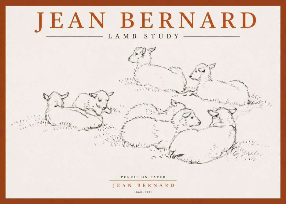 Jean Bernard Study of Lambs No4 - Affiche