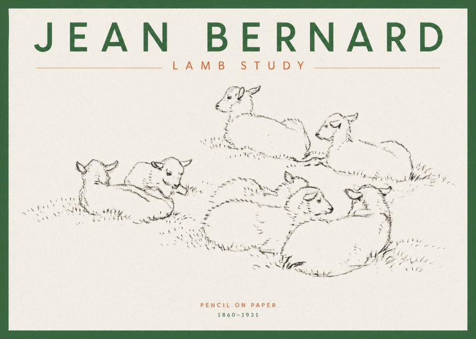 Jean Bernard Study of Lambs No5 - Affiche