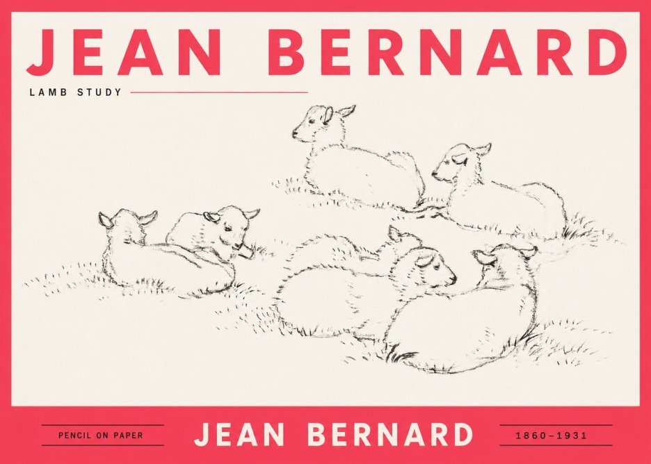 Jean Bernard Study of Lambs No6 - Affiche