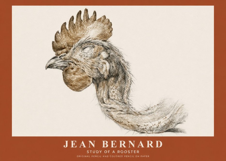 Jean Bernard Study of a Rooster Head No2 - Affiche