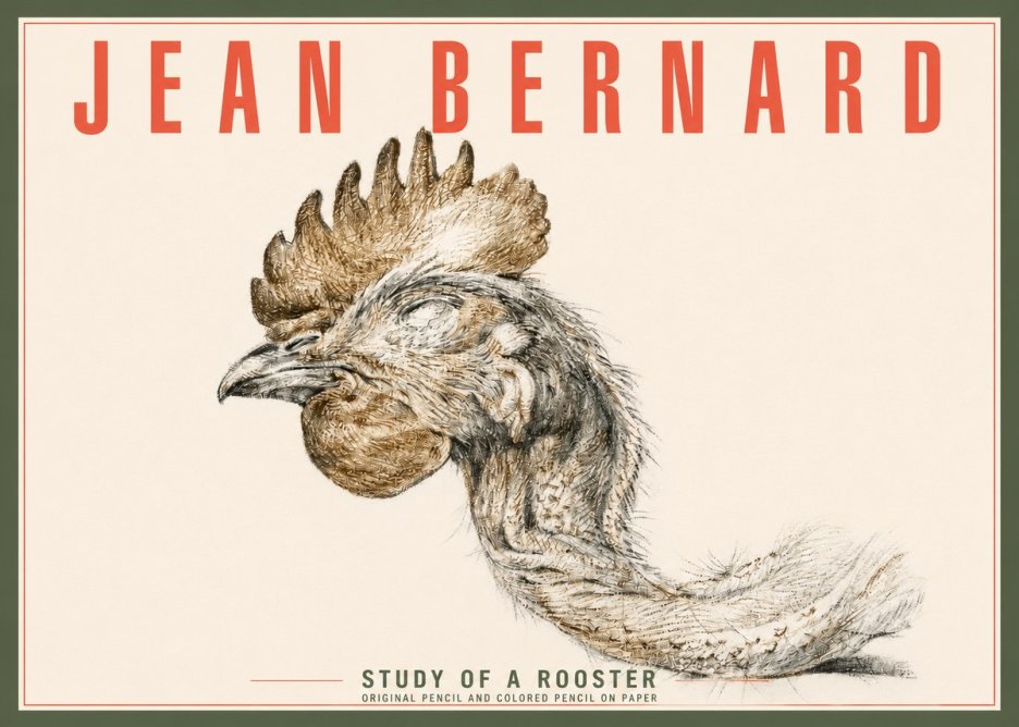 Jean Bernard Study of a Rooster Head No4 - Affiche