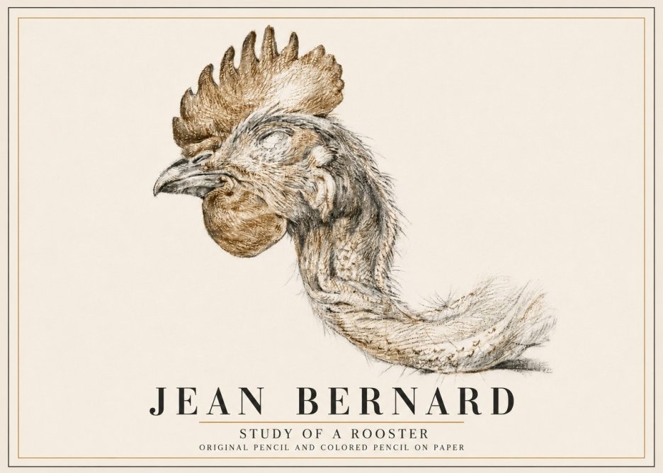 Jean Bernard Study of a Rooster Head No6 - Affiche