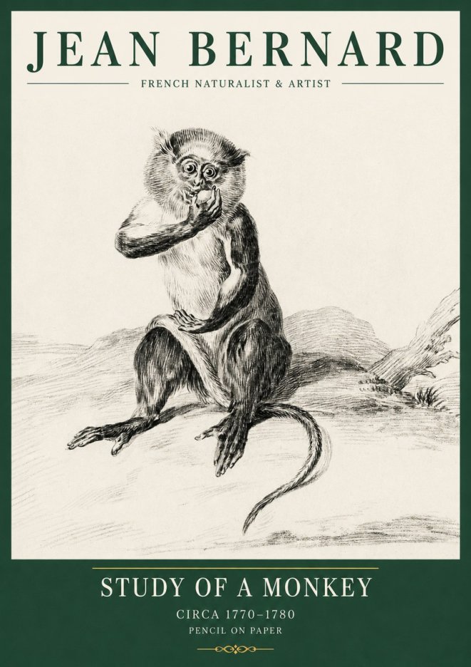 Jean Bernard Study of a Monkey No5 - Affiche
