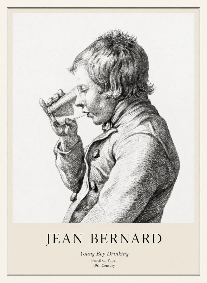 Jean Bernard Young Boy Drinking No1 - Affiche
