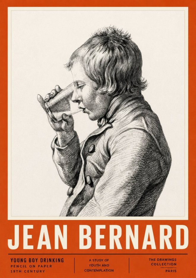 Jean Bernard Young Boy Drinking No2 - Affiche