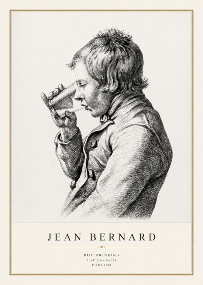 Jean Bernard Young Boy Drinking No3 - Affiche