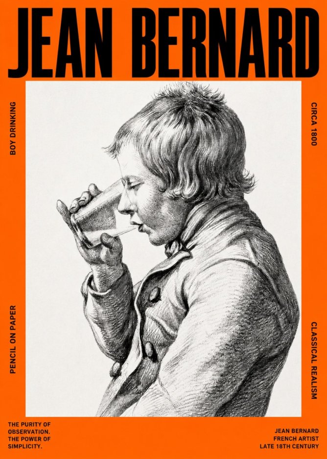 Jean Bernard Young Boy Drinking No4 - Affiche