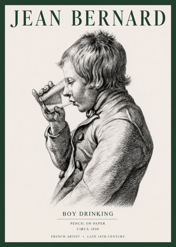 Jean Bernard Young Boy Drinking No5 - Affiche