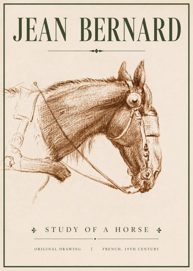Jean Bernard Equine Study No5 - Affiche