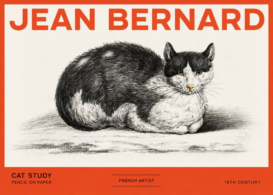 Jean Bernard Cat Study II No2 - Affiche