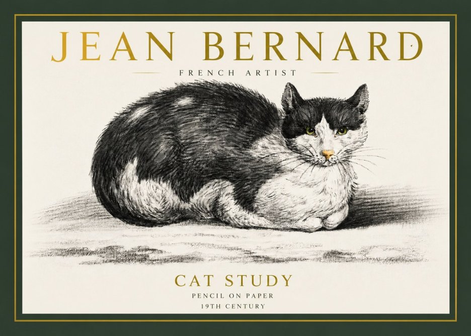 Jean Bernard Cat Study II No3 - Affiche