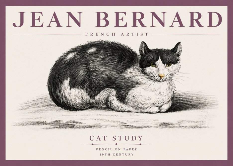 Jean Bernard Cat Study II No4 - Affiche