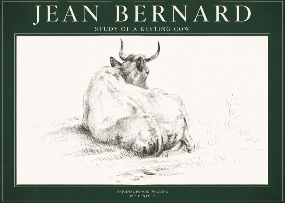 Jean Bernard Study of a Resting Cow I No1 - Affiche