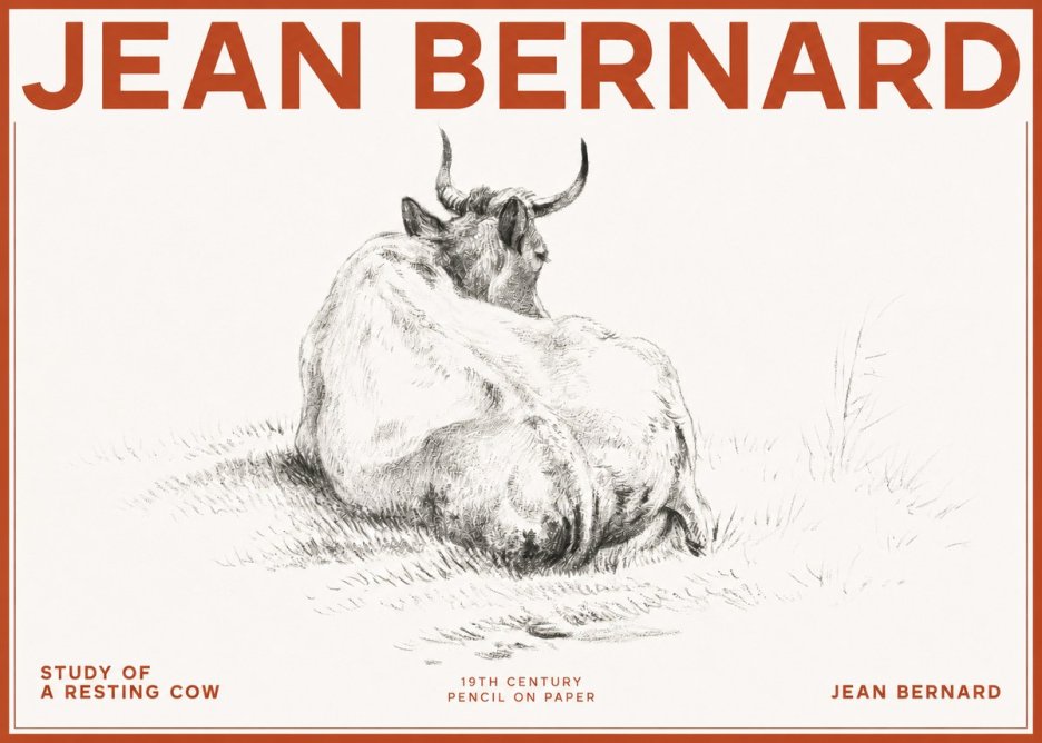 Jean Bernard Study of a Resting Cow I No2 - Affiche
