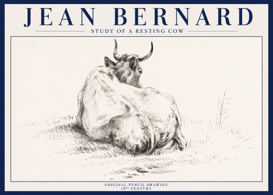 Jean Bernard Study of a Resting Cow I No3 - Affiche