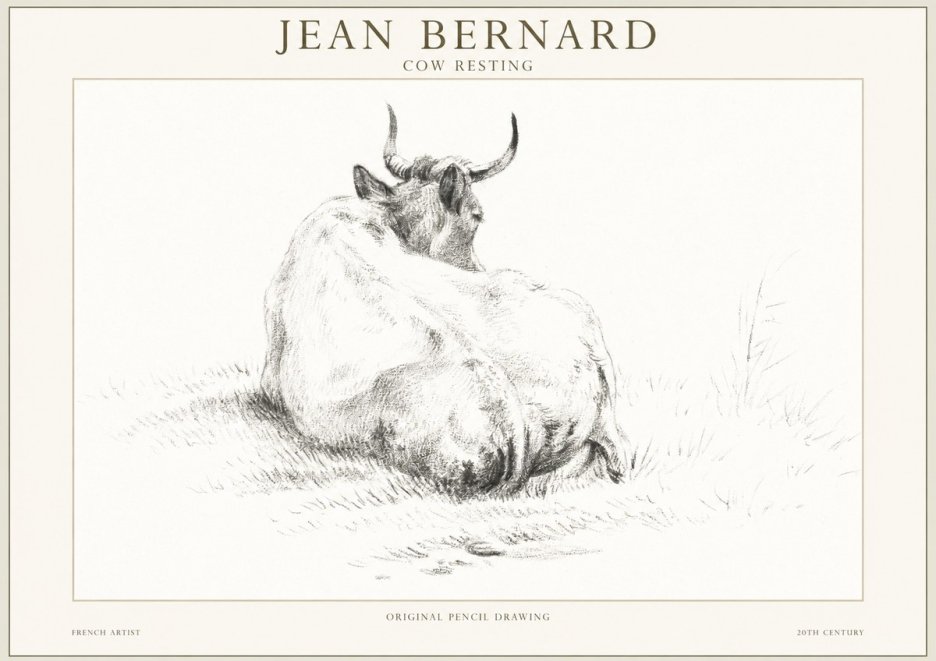 Jean Bernard Study of a Resting Cow I No5 - Affiche