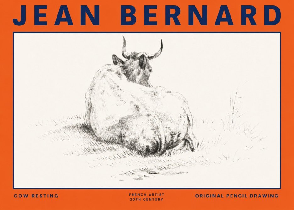 Jean Bernard Study of a Resting Cow I No6 - Affiche