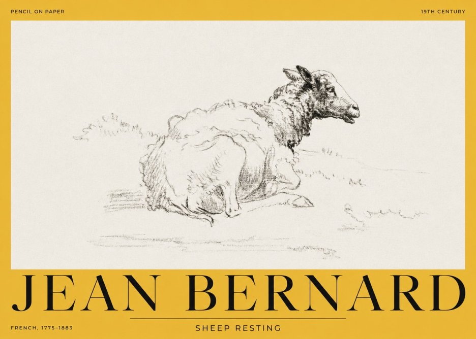 Jean Bernard Sheep Resting No2 - Affiche