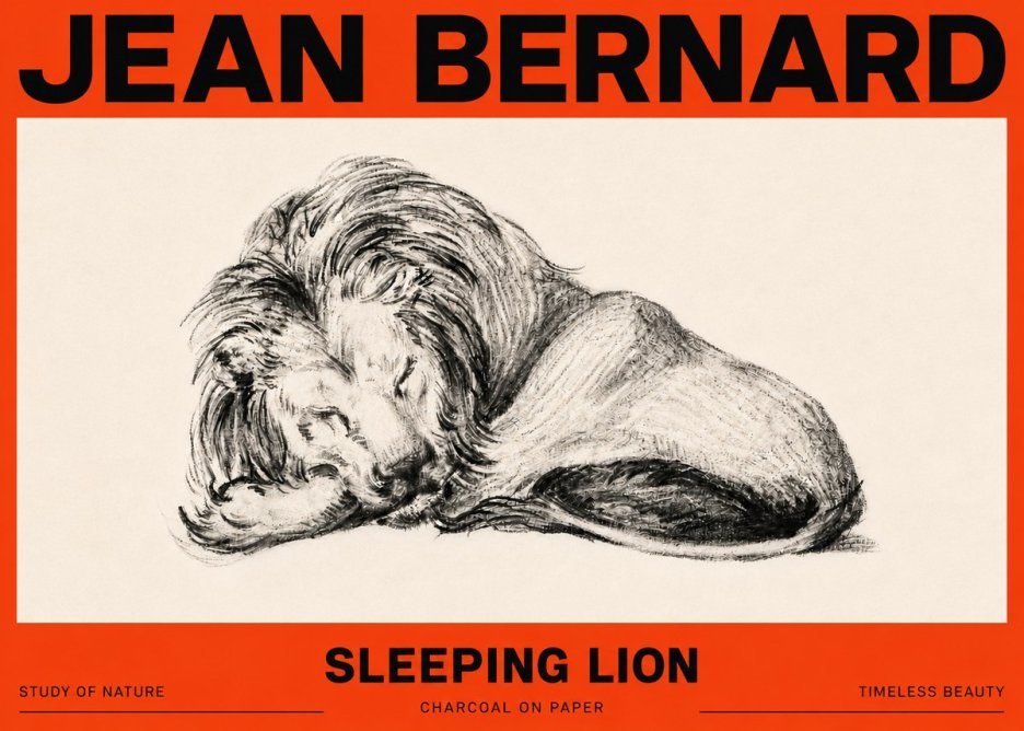 Jean Bernard Sleeping Lion No6 - Affiche