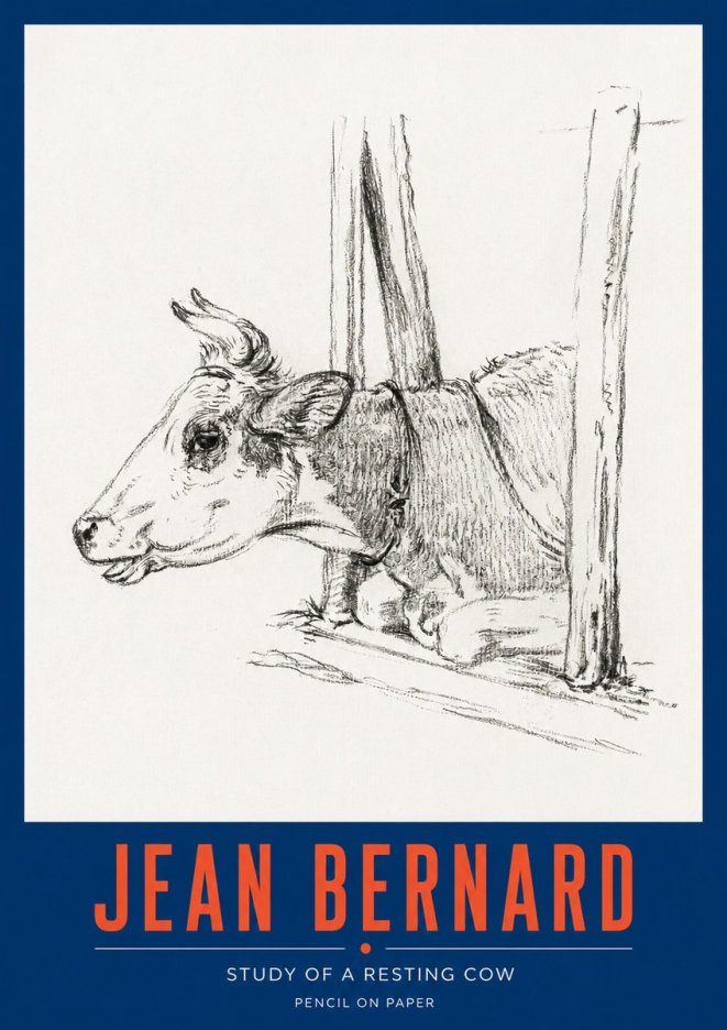 Jean Bernard Study of a Resting Cow II No2 - Affiche