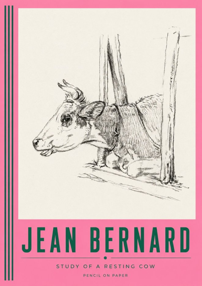 Jean Bernard Study of a Resting Cow II No3 - Affiche