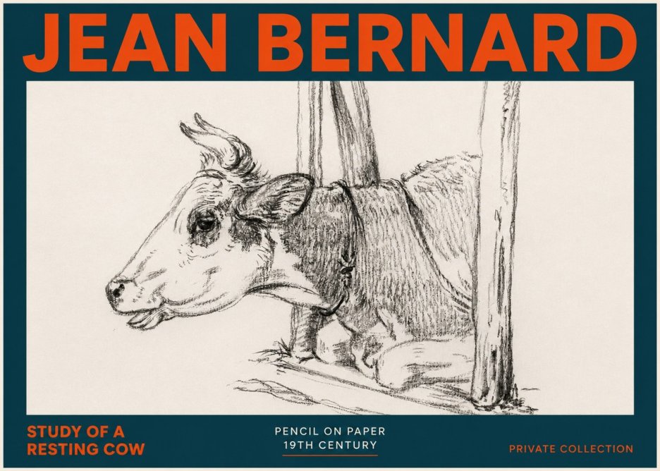 Jean Bernard Study of a Resting Cow II No5 - Affiche