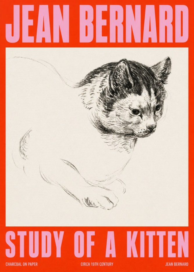 Jean Bernard Study of a Kitten I No2 - Affiche