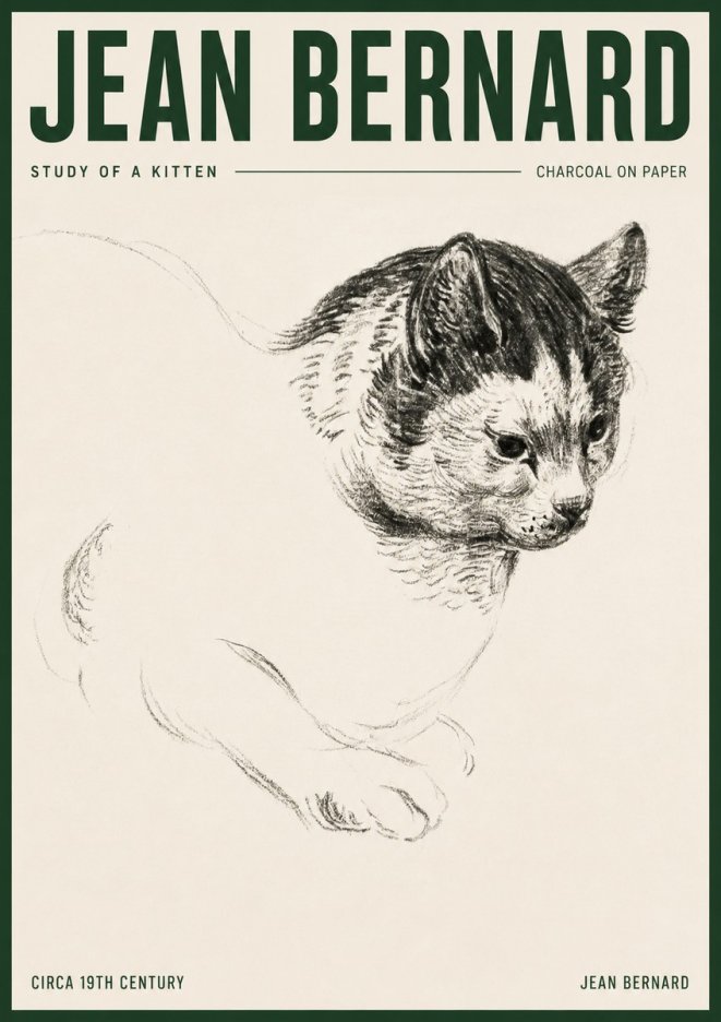Jean Bernard Study of a Kitten I No3 - Affiche