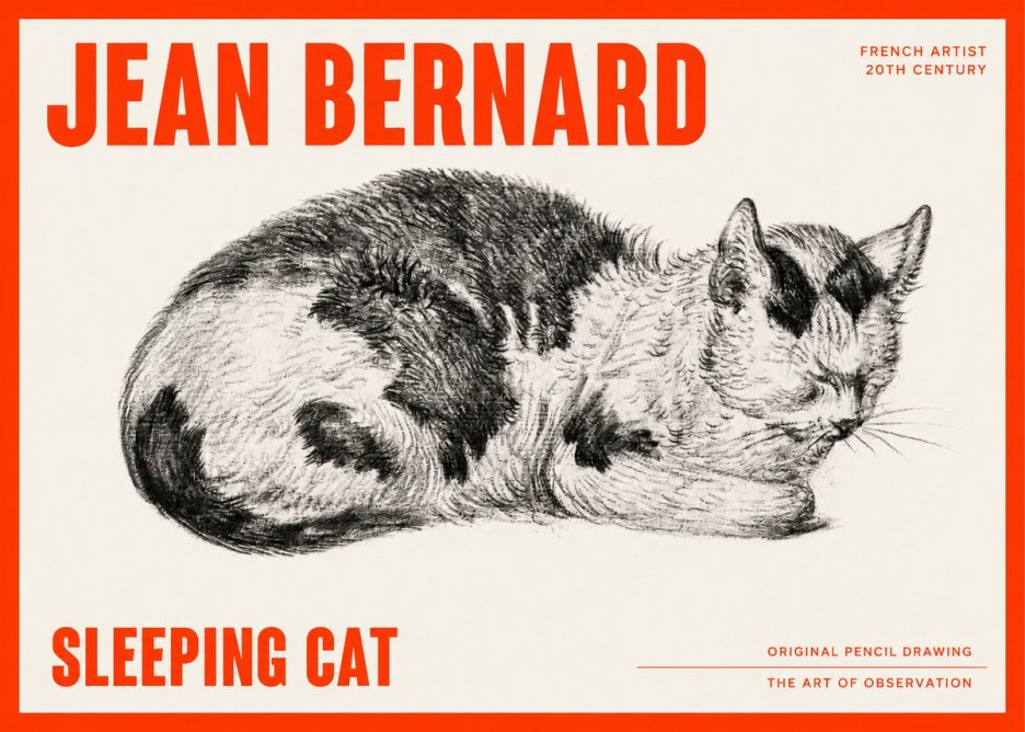 Jean Bernard Sleeping Cat I No6 - Affiche