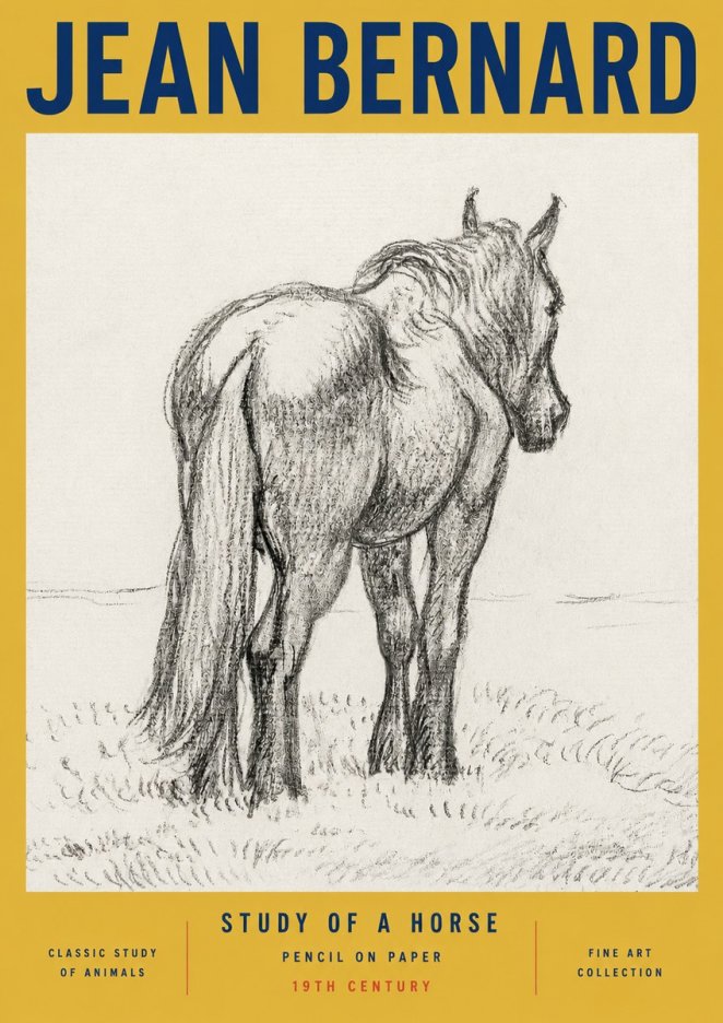 Jean Bernard Study of a Horse II No3 - Affiche