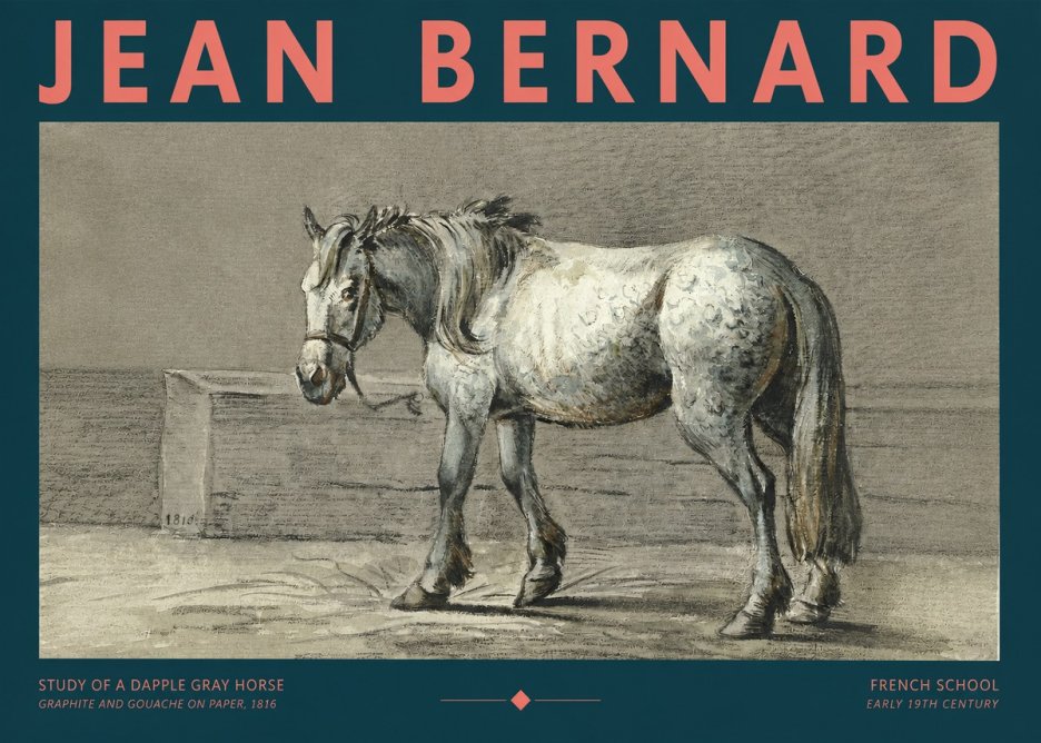Jean Bernard Study of a Dapple Gray Horse No2 - Affiche