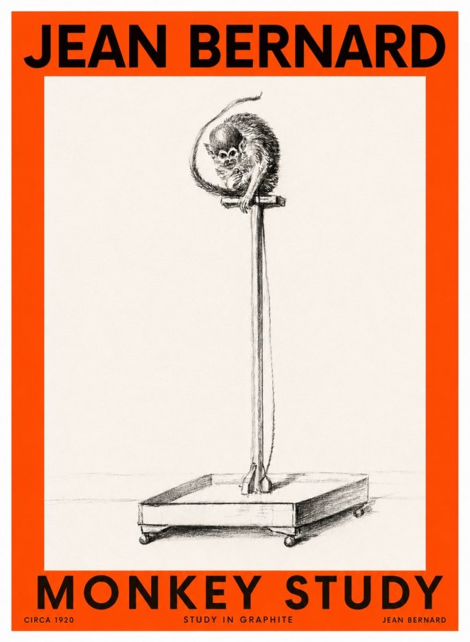 Jean Bernard Monkey Study No2 - Affiche