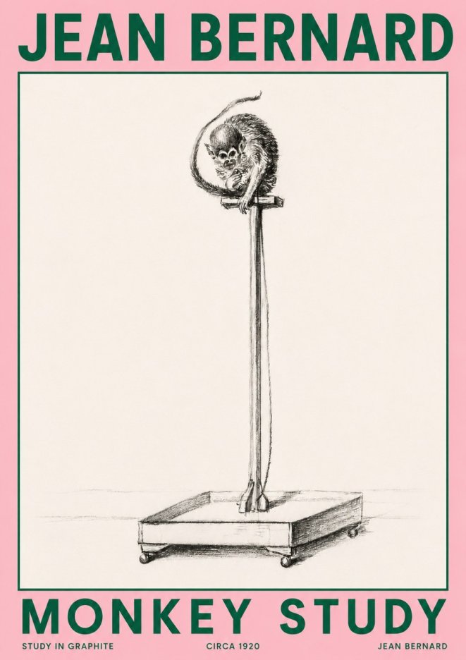 Jean Bernard Monkey Study No4 - Affiche