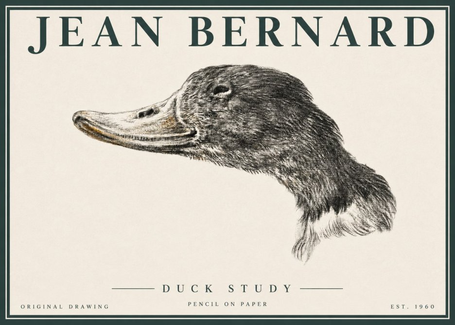 Jean Bernard Study of a Duck No4 - Affiche