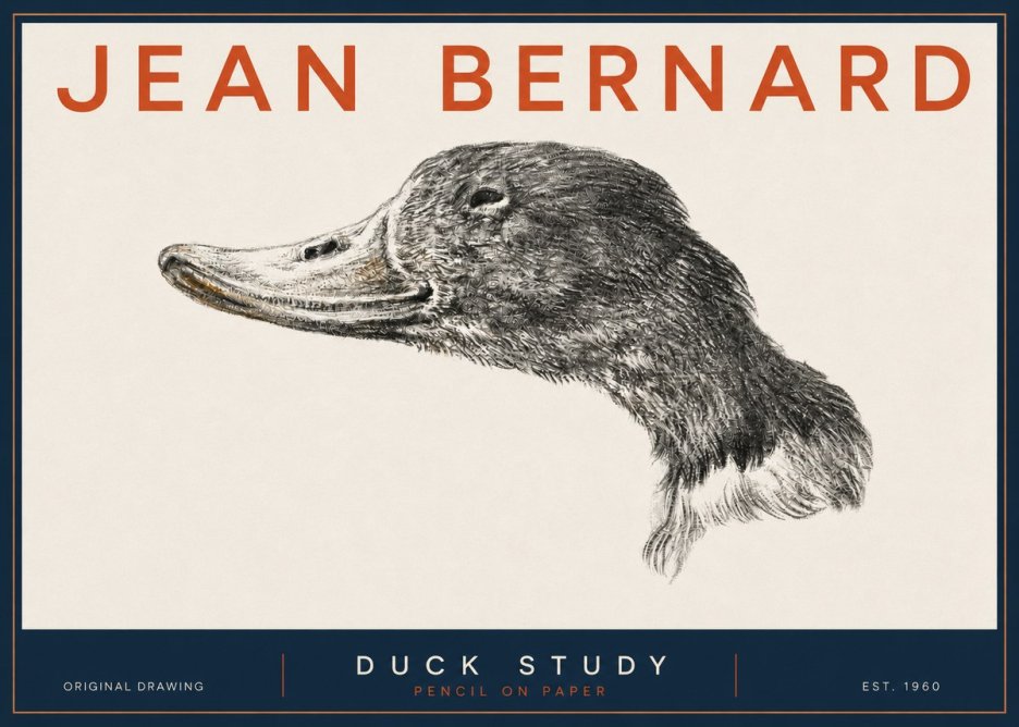 Jean Bernard Study of a Duck No5 - Affiche