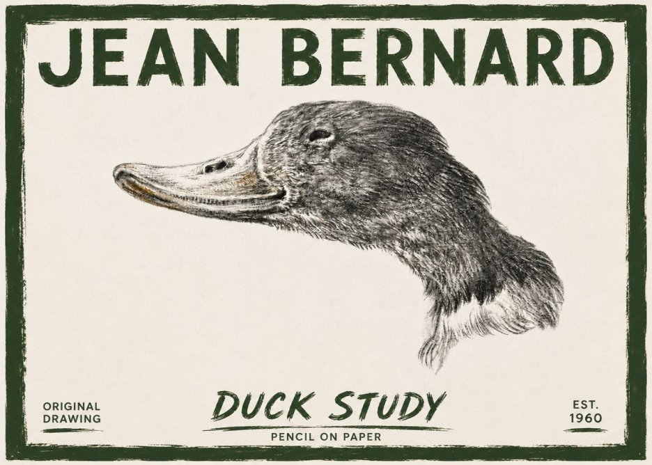 Jean Bernard Study of a Duck No6 - Affiche
