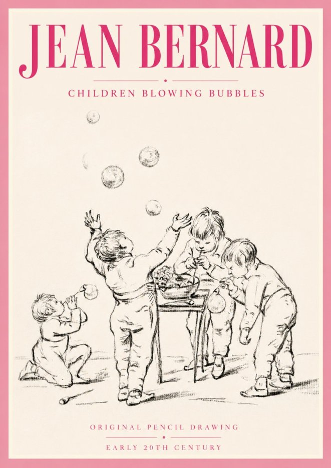 Jean Bernard Children Blowing Bubbles No5 - Affiche