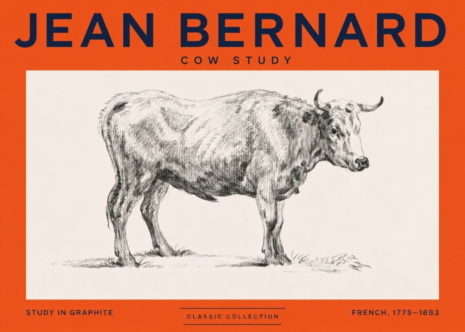 Jean Bernard Cow Study No2 - Affiche