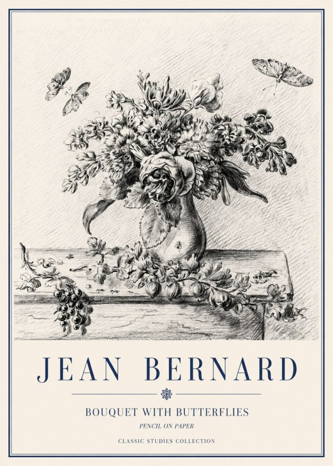 Jean Bernard Floral Still Life with Insects No5 - Affiche