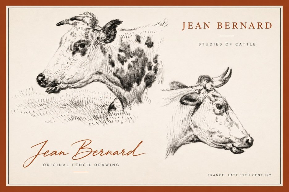 Jean Bernard Studies of Cattle I No3 - Affiche