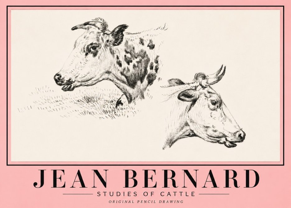 Jean Bernard Studies of Cattle I No5 - Affiche