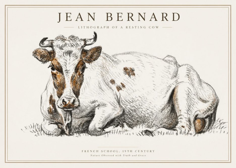 Jean Bernard Study of a Resting Cow III No2 - Affiche