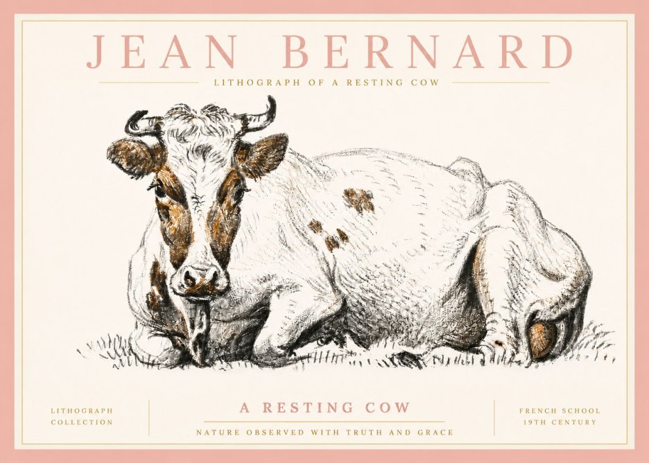 Jean Bernard Study of a Resting Cow III No5 - Affiche