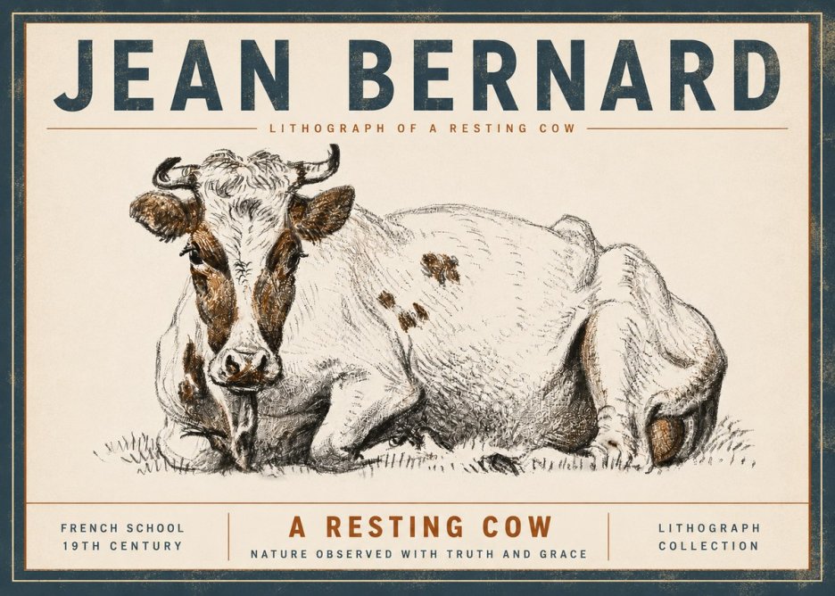 Jean Bernard Study of a Resting Cow III No6 - Affiche