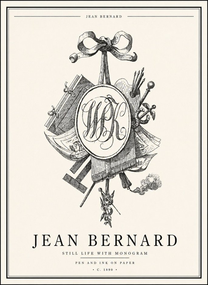 Jean Bernard Still Life with Monogram No1 - Affiche