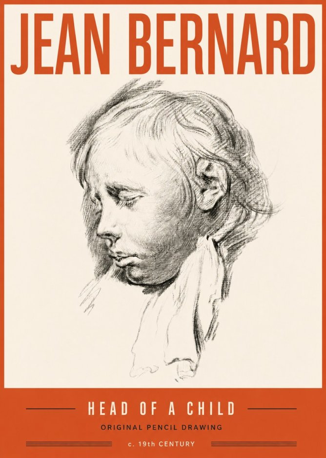 Jean Bernard Head of a Child No6 - Affiche