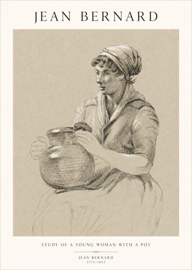 Jean Bernard Study of a Young Woman with a Pot No1 - Affiche